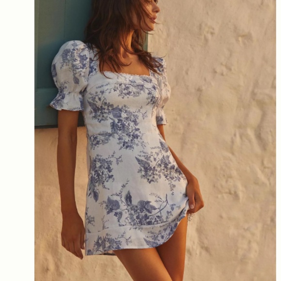 NWT ANTHROPOLOGIE Reformation Evianna Floral Linen Dress SIZE 10 - Picture 1 of 7